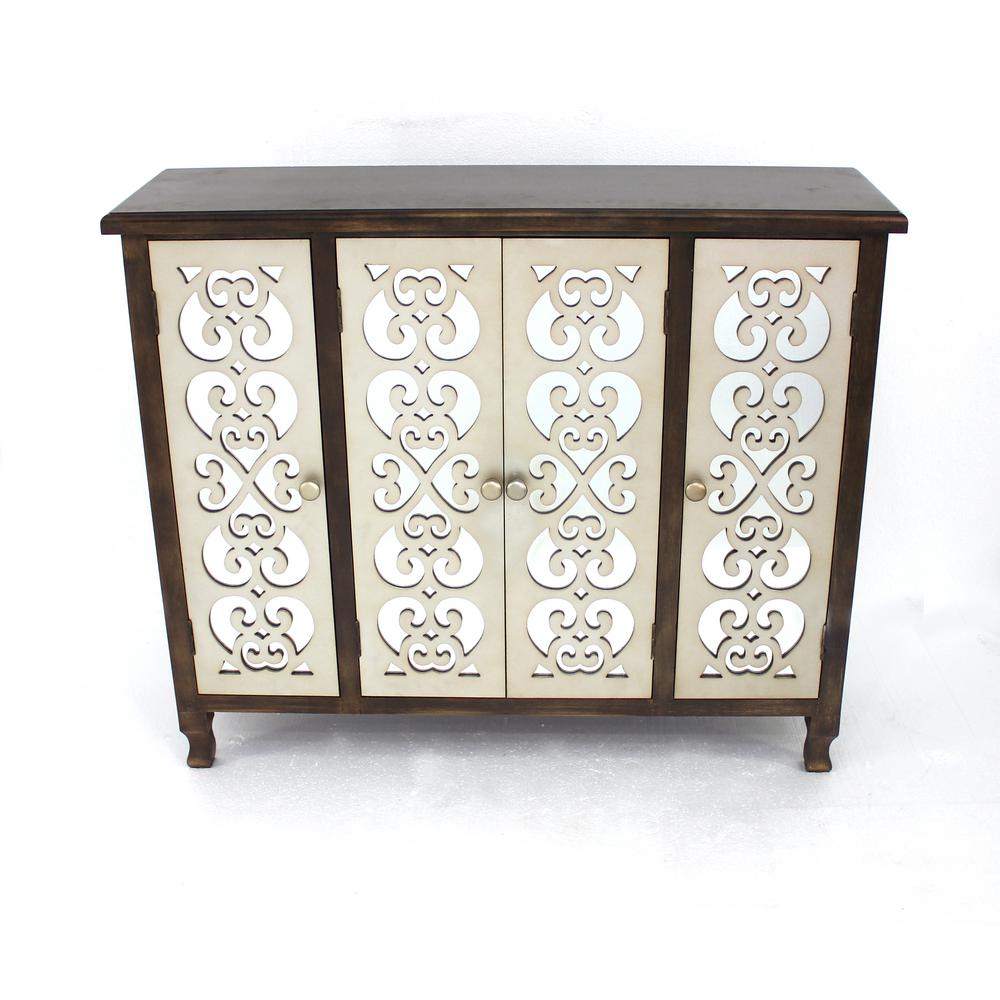 Dark Brown Wood Mirror 4 Door Storage Cabinet Af 061 The Home Depot Undefined Dark Brown Wood Mirror 4 Door Storage Cabinet