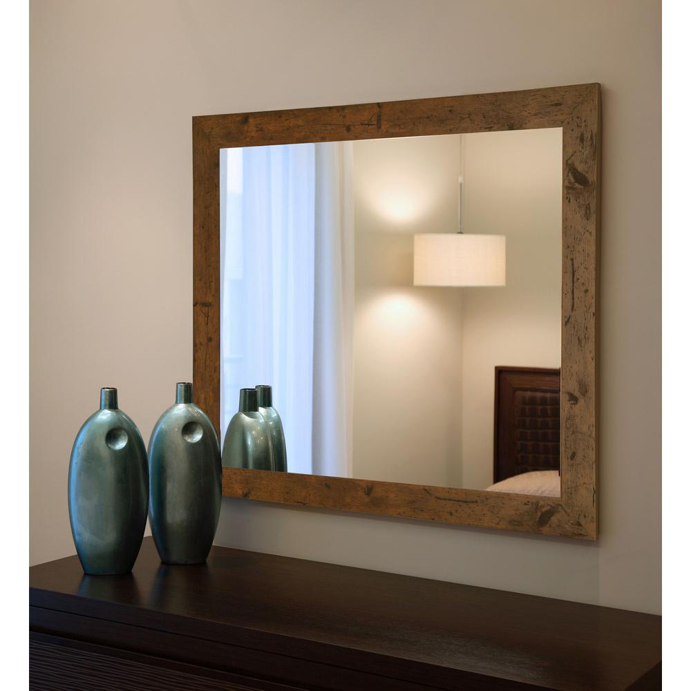 38 In X 28 Vintage White Non Beveled Vanity Wall Mirror V056 40 In X 30 Rustic Light Walnut Non Beveled Vanity