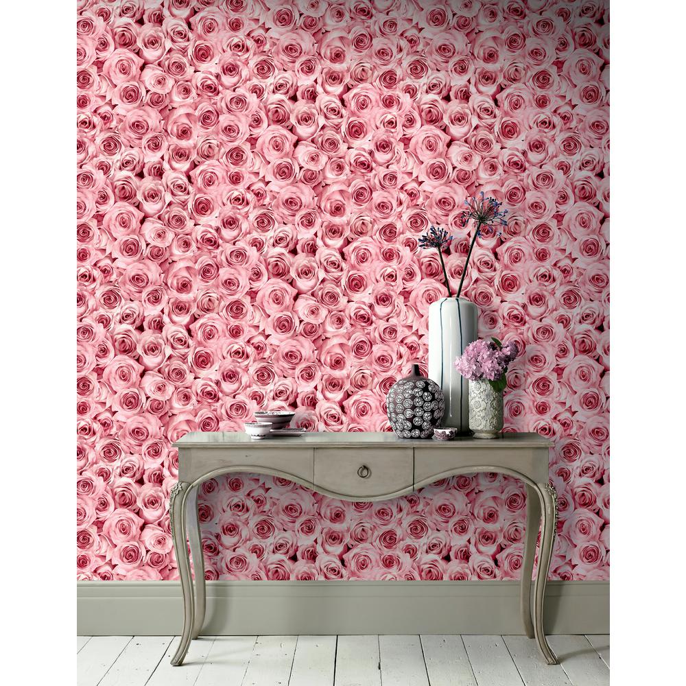 Arthouse Rose Wall Raspberry Vinyl Wallpaper The Home Depot