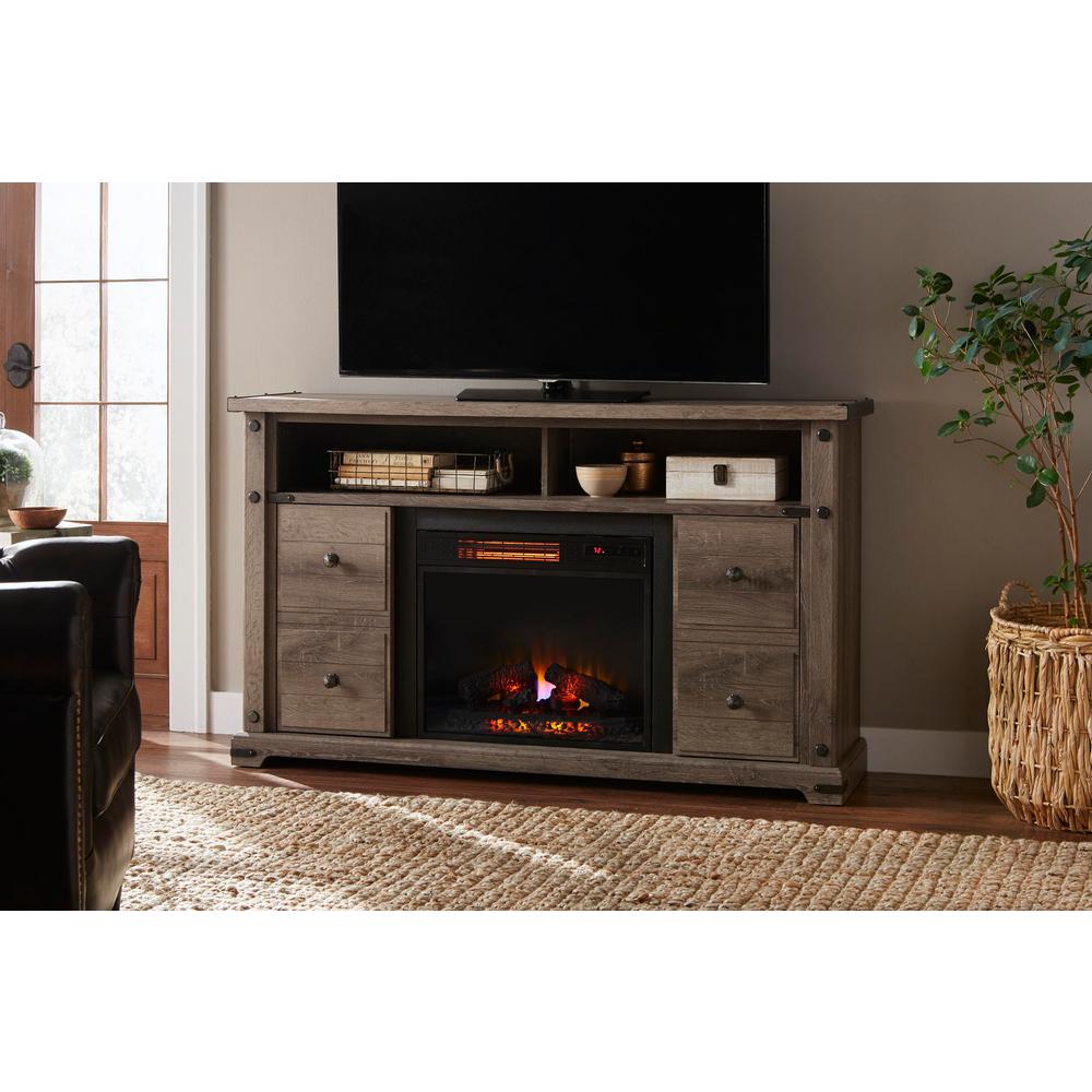 Home Decorators Collection Ashmont 54 in. Freestanding Electric Fireplace TV Stand in Gray Oak 