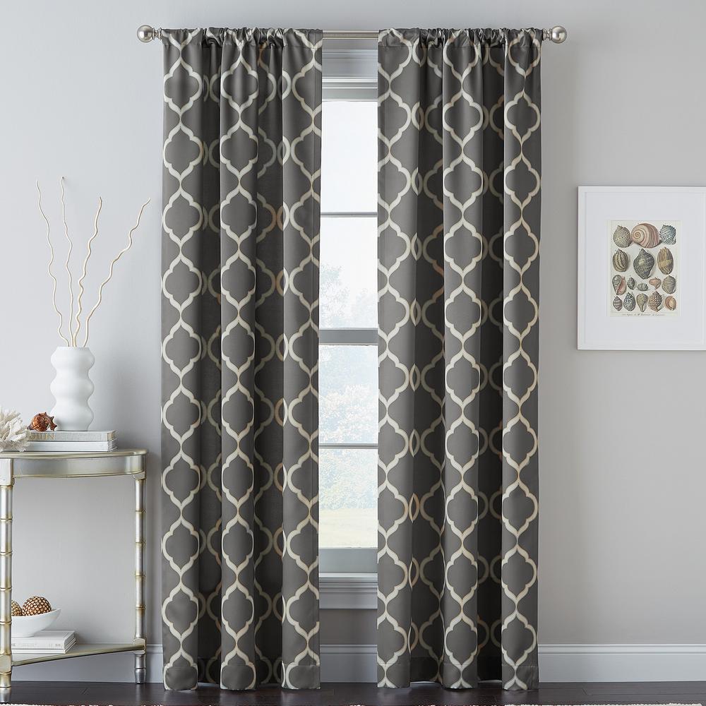 Casbah Trellis 40 In W X 63 In L Window Panel In Grey 1q824206gy