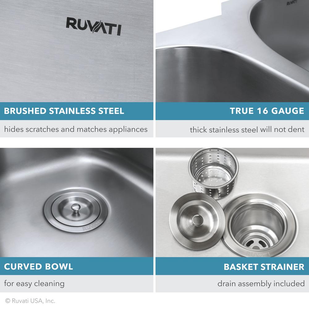 Ruvati 24 In Single Bowl Undermount 16 Gauge Stainless Steel Kitchen Sink Rvm4132 The Home Depot - 24 Inch Kitchen Sink Home Depot Ruvati 24 In Single Bowl Undermount 16 Gauge Stainless Steel Kitchen Sink Rvm4132 The Home Depot - 24 Inch Kitchen Sink Home Depot