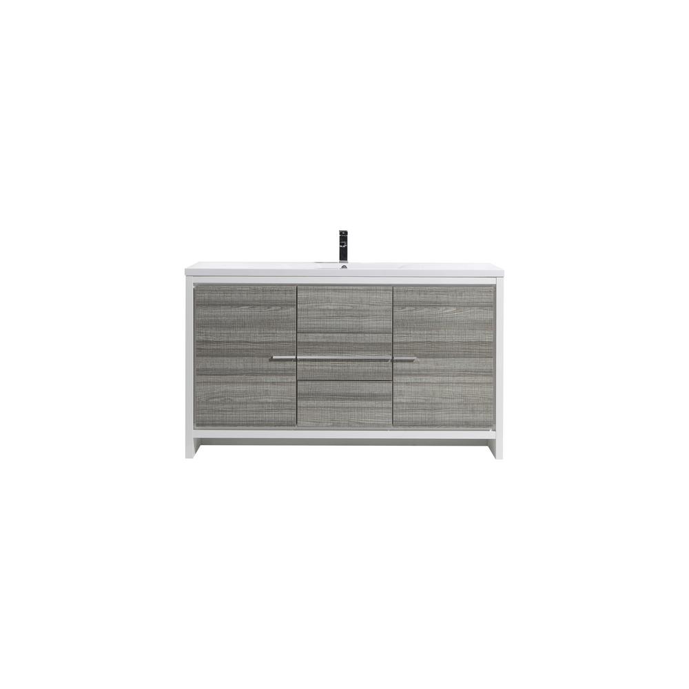 Moreno Bath Dolce 60 In W Bath Vanity In High Gloss Ash Gray With
