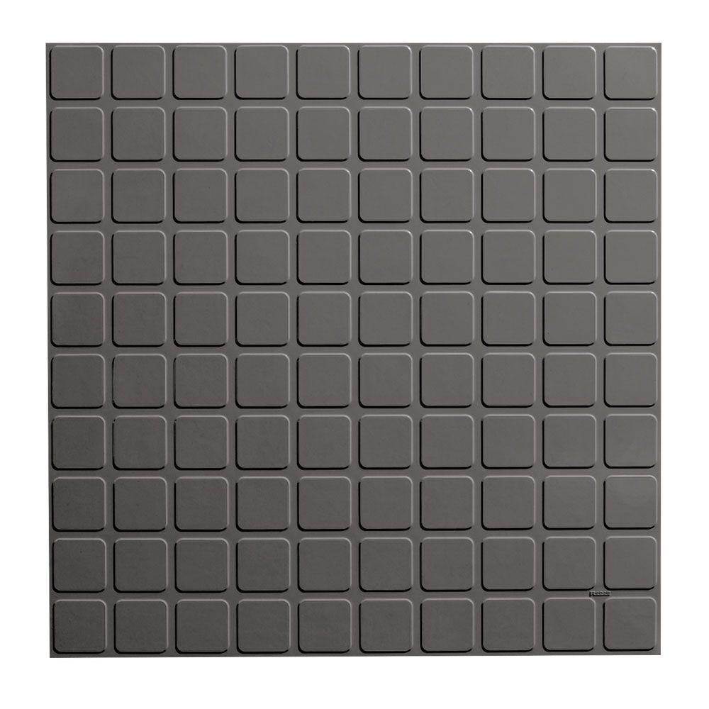 ROPPE Square Design 19.69 in. x 19.69 in. Dark Gray Rubber Tile-9943P150 - The Home Depot