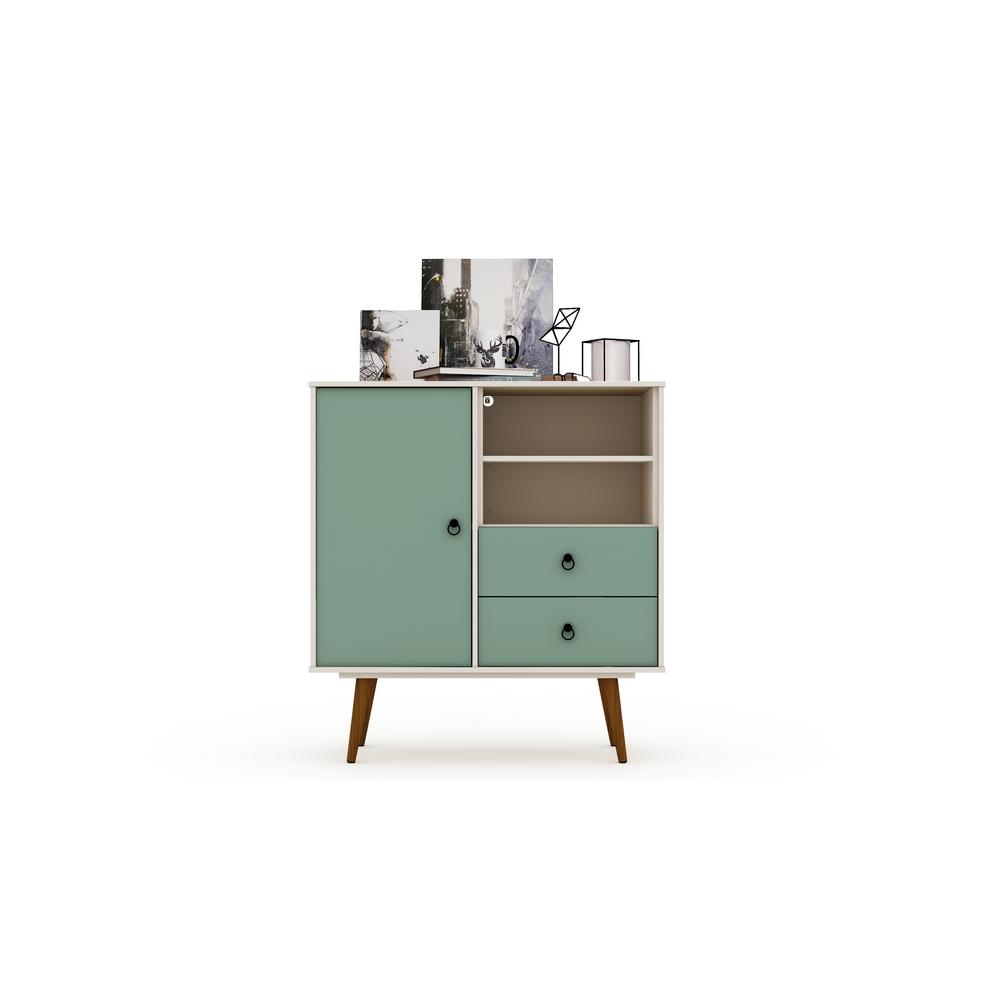 Luxor 2 Drawer Off White And Green Mint Montauk Mid Century Modern
