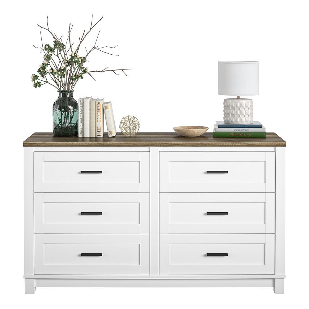 Ameriwood Home Fall River 6 Drawer White Dresser 32 In H X 54 In W X 15 75 In D Hd73995 The Home Depot