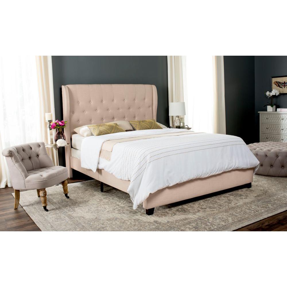 Safavieh Blanchett Light Beige Queen Upholstered Bed Fox6213a Q Safavieh Blanchett Light Beige Queen Upholstered Bed Fox6213a Q The Home Depot