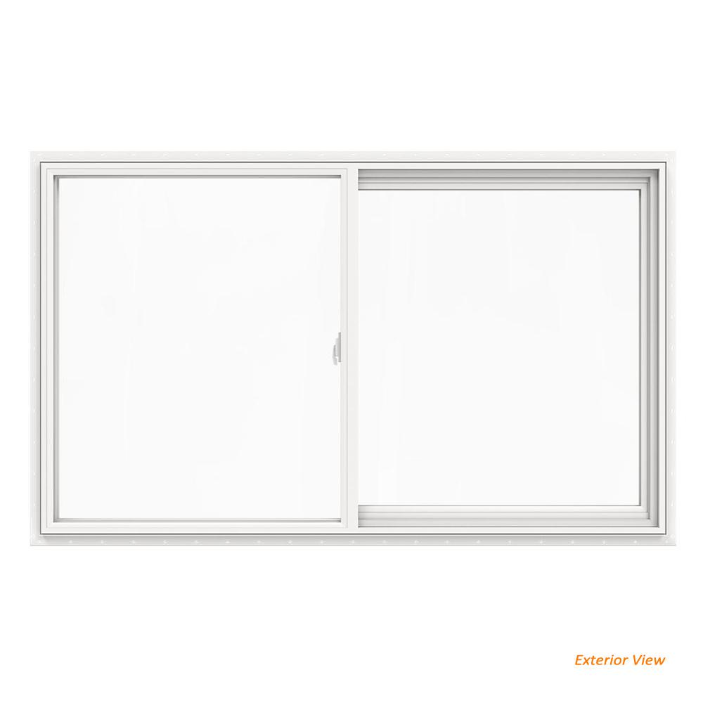 Jeld Wen 59 5 In X 35 5 In V 2500 Series White Vinyl Left Handed Sliding Window With Fiberglass Mesh Screen