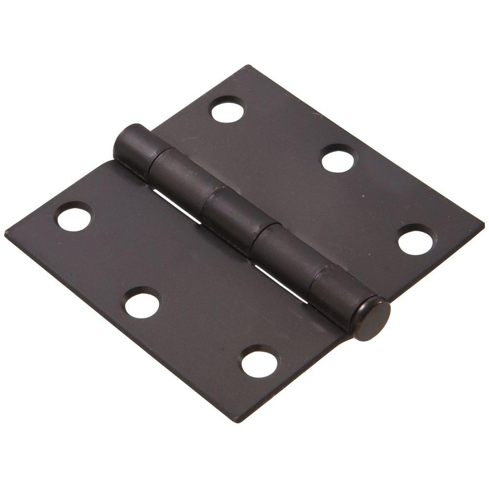 Hardware Essentials 3 In Oil Rubbed Bronze Residential Door Hinge With Square Corner Removable Pin Full Mortise 9 Pack