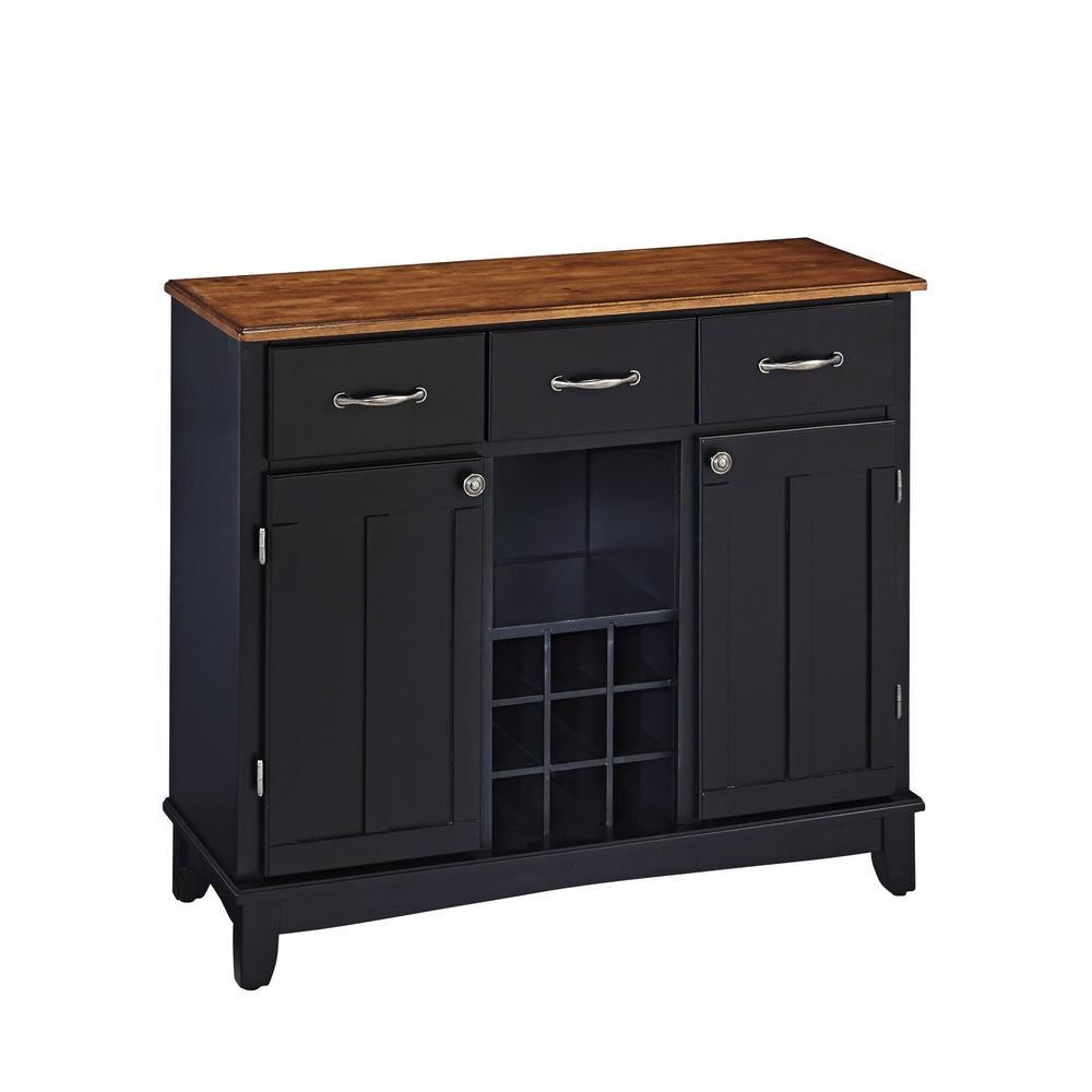 home styles black and cottage oak buffet with wine storage 5100-0046