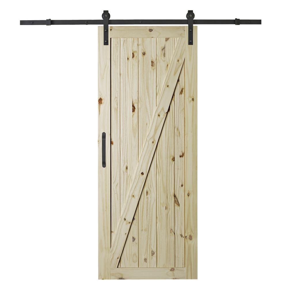 Colonial Elegance 37 In X 84 In Chalet Barn Door Kit With Rail