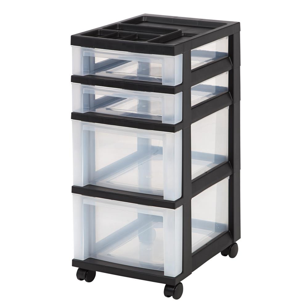 Iris 12 05 In X 26 44 Black 4 Drawer Storage Cart With Iris 12 05 In X 26 44 Black 4 Drawer Storage Cart With Organizer