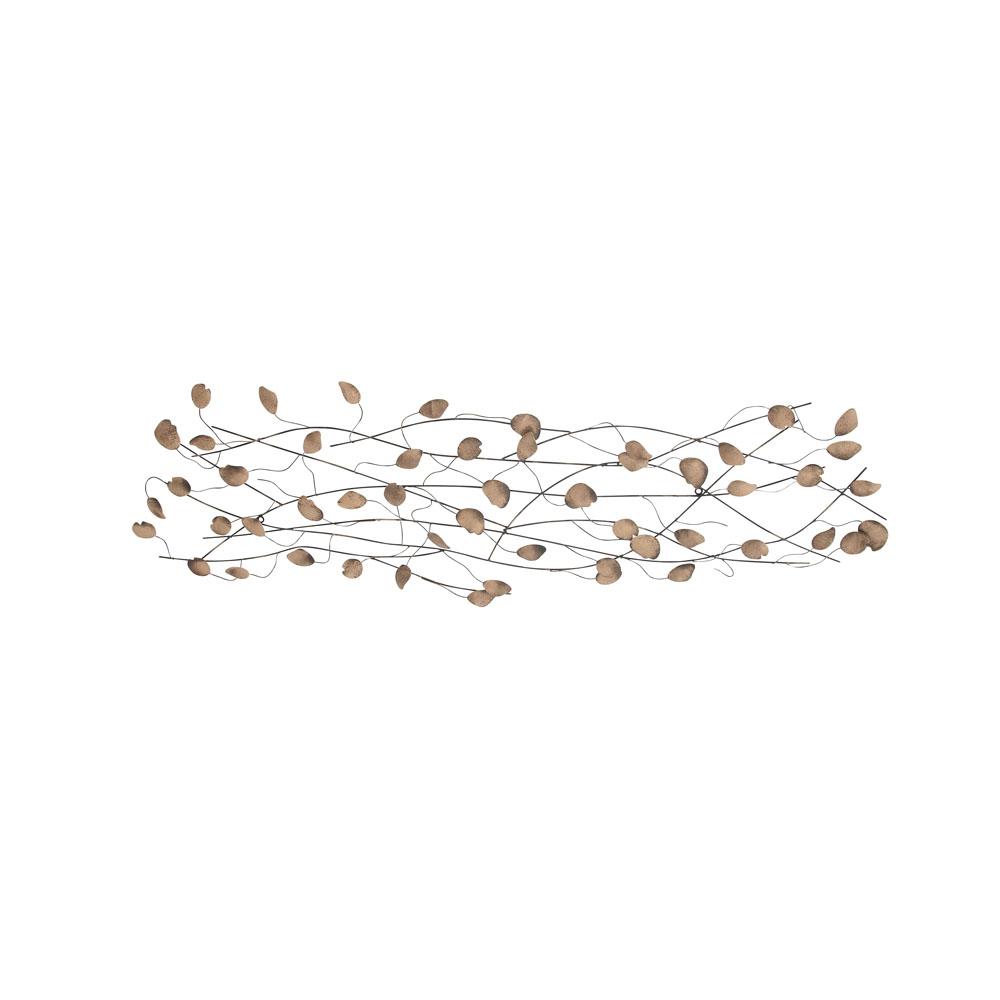 Litton Lane Contemporary Iron Black And Beige Abstract Leaves On