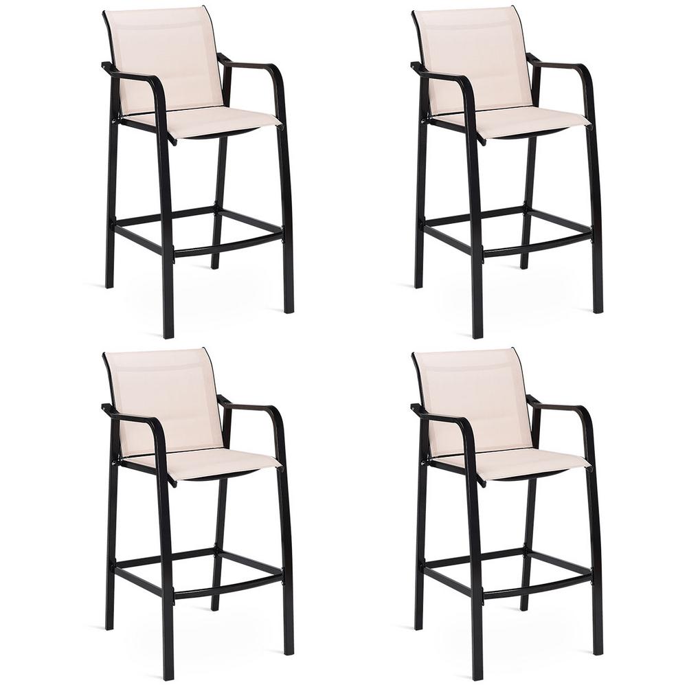 Costway Steel Frame Counter Height Outdoor Patio Stool Dining Bar Chair ...