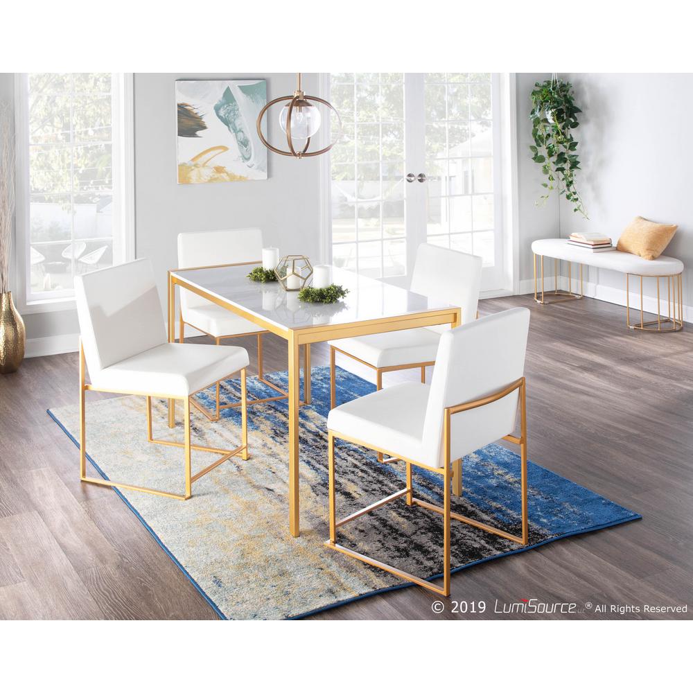 Lumisource Fuji White Faux Leather Gold In High Back Dining Chair - White Leather Dining Chairs Au Lumisource Fuji White Faux Leather Gold In High Back Dining Chair - White Leather Dining Chairs Au