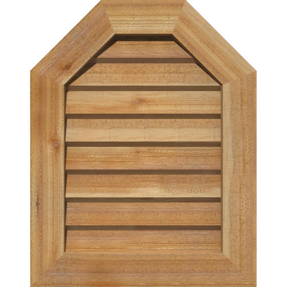 Ekena Millwork 25 in. x 41 in. Decorative Octagonal Top Gable Vent with Decorative Face in