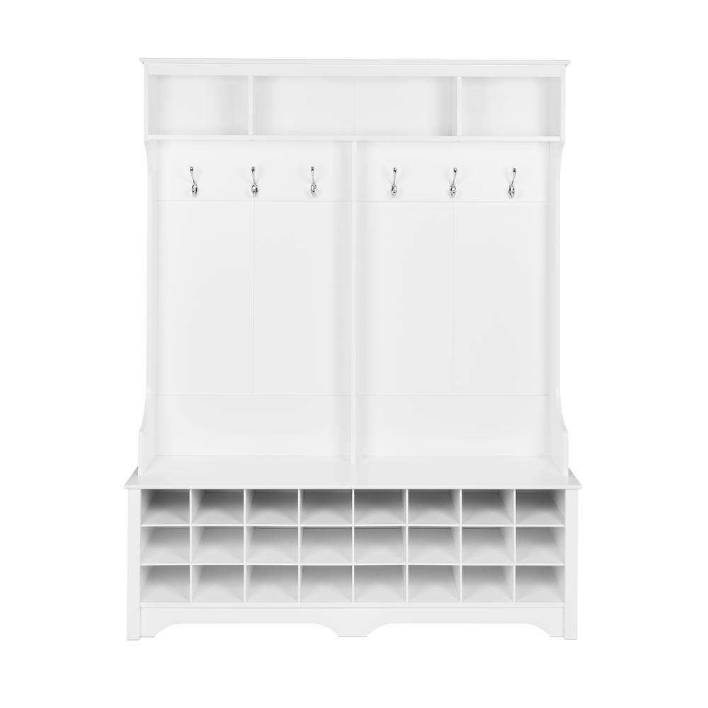 Prepac 60 In White Wide Hall Tree With 24 Shoe Cubbies Wsog 0013 Prepac 60 In White Wide Hall Tree With