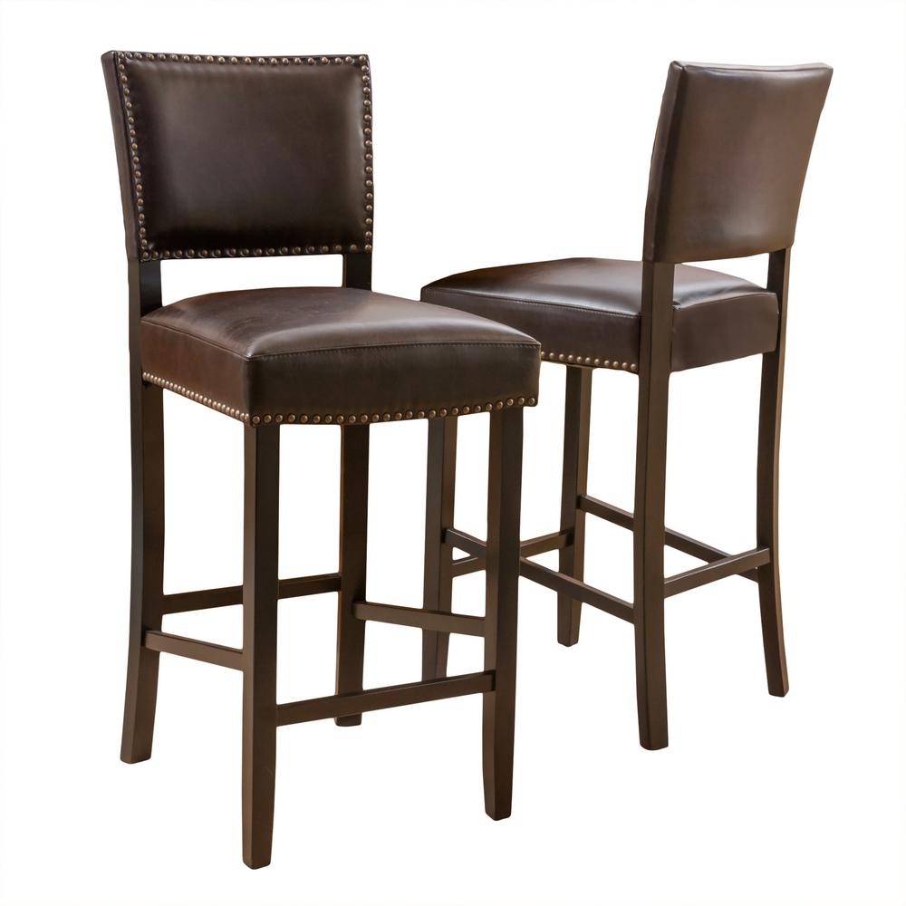 Noble House Mayfield 44.5 in. Brown Cushioned Bar Stool (Set of 2)6621