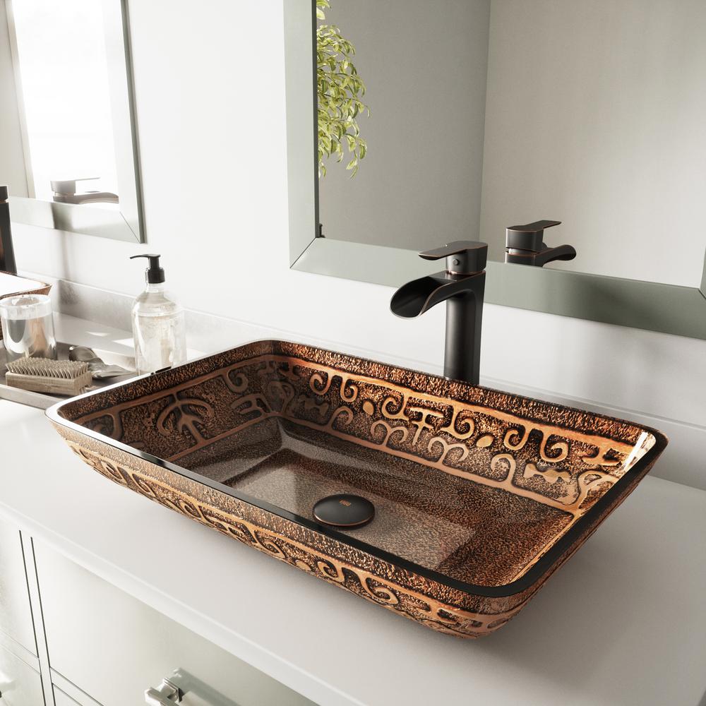 Vigo Gl Vessel Bathroom Sink In Golden Greek And Niko Faucet Set Antique Rubbed Bronze Vigo Gl Vessel Bathroom Sink In Golden Greek And Niko Faucet Set Antique Rubbed Bronze