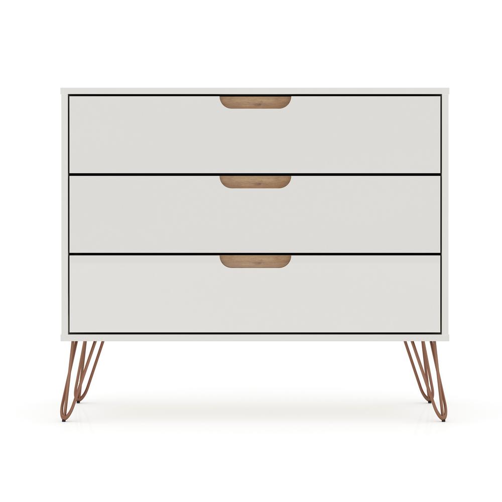 Luxor 3 Drawer Off White And Nature Mid Century Modern Dresser