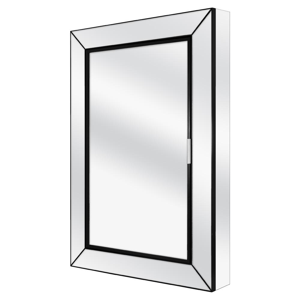 Home Decorators Collection 23 1 2 In W X 33 1 2 In H Fog Free Framed Recessed Or Surface Mount Mirror On Mirror Bath Medicine Cabinet In Black 45419 The Home Depot