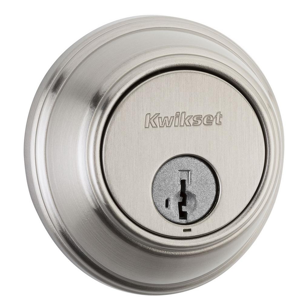 Kwikset 91580-001 Halifax Slim Square Single Cylinder Deadbolt featuring SmartKey in Satin Nickel
