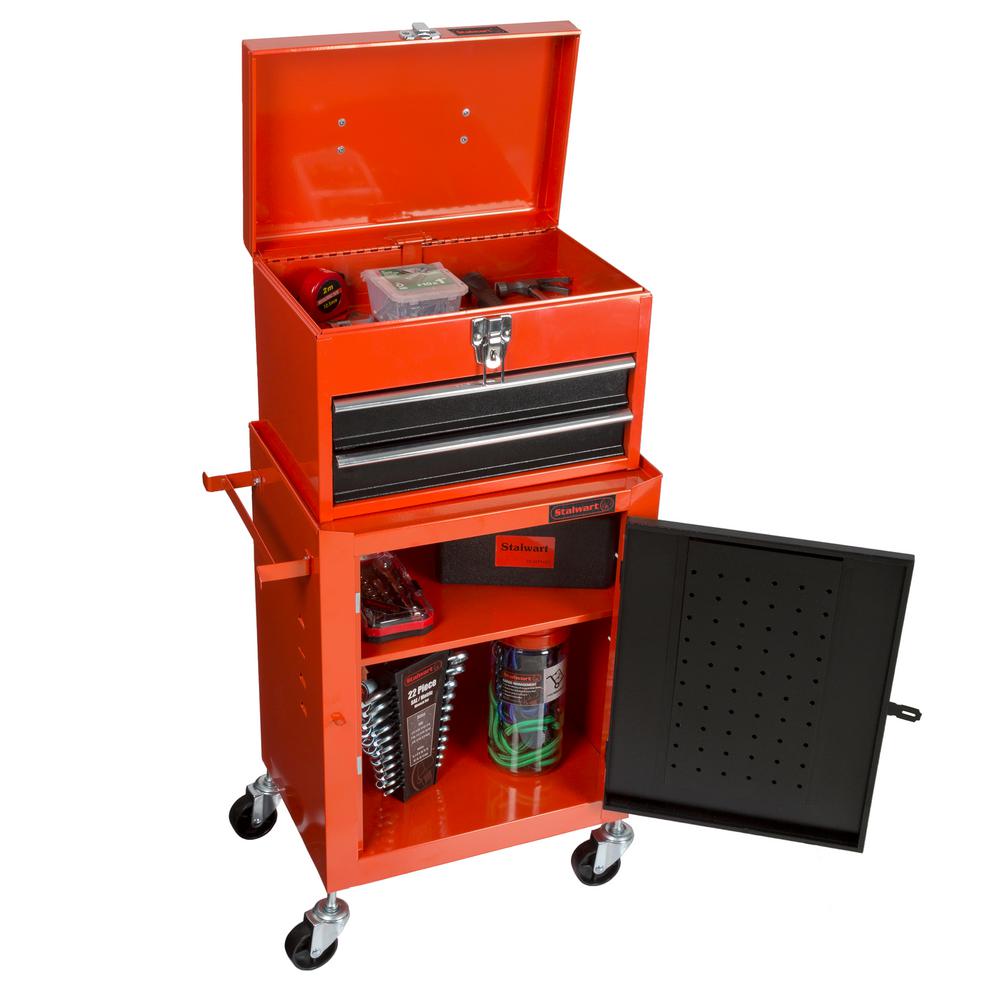 Stalwart 11 in. 2-Drawer Tool Chest and Cabinet Combo, Red-M220028 ...