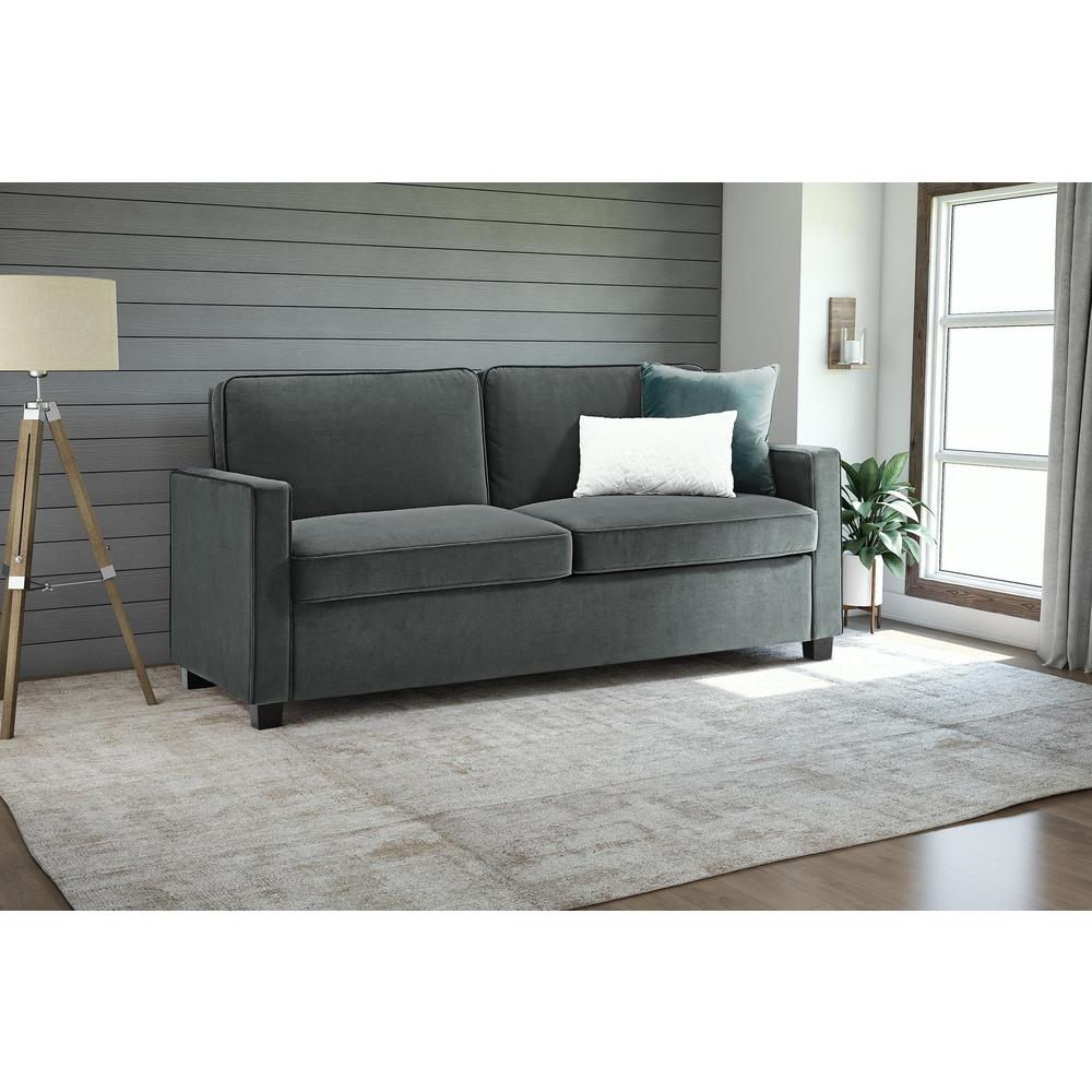 Dhp Casey Queen Size Grey Velvet Sleeper Sofa 2155457 The Home Depot Dhp Casey Queen Size Grey Velvet Sleeper Sofa