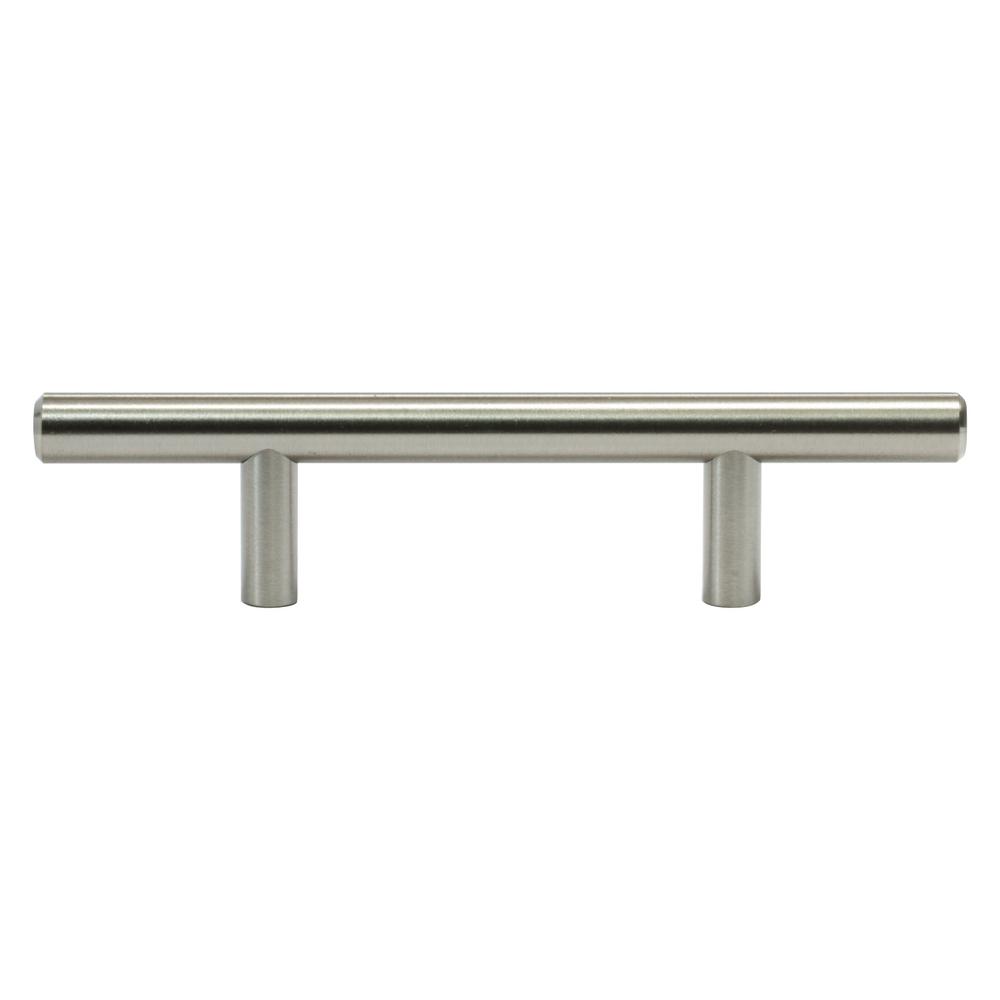 Solid 3 In 76 Mm Center To Center Brushed Nickel Kitchen Cabinet Drawer T Bar Pull Handle Pull 6 In L 5 Pack