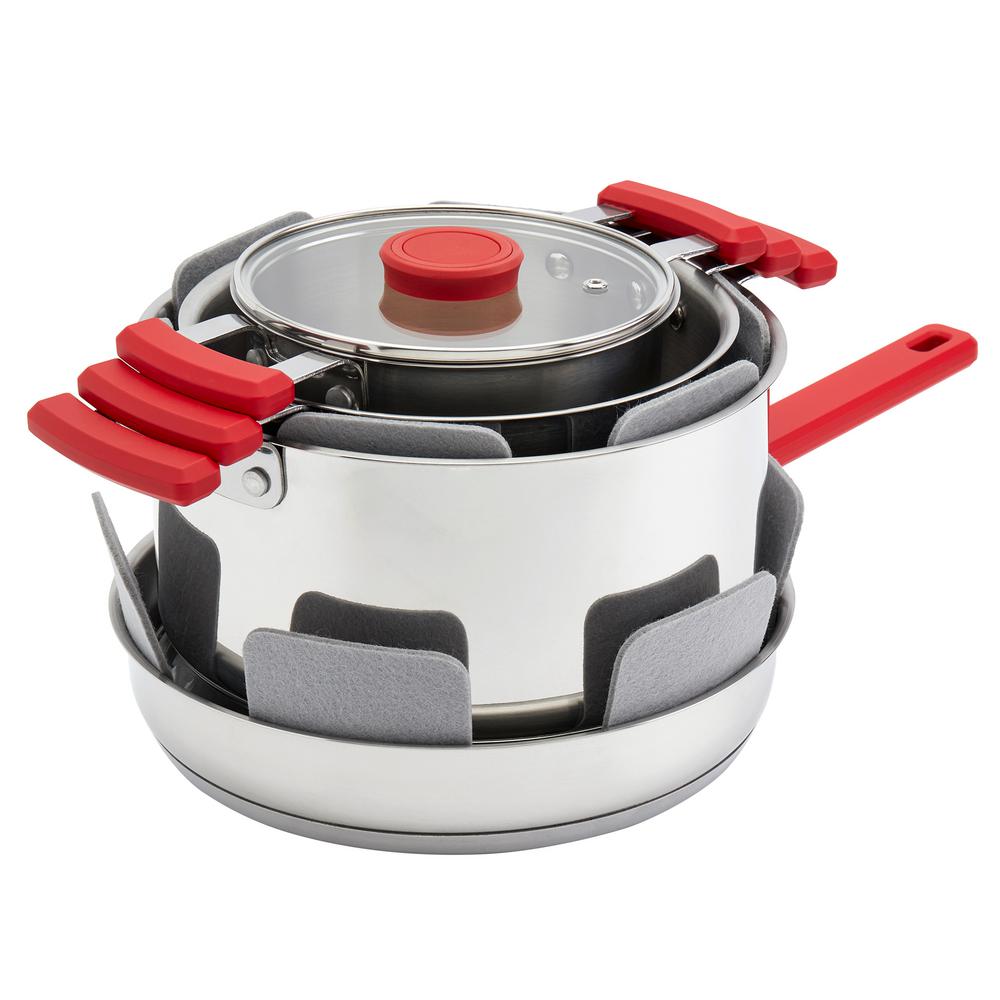 Denmark Stax 7Piece Red Stainless Steel Stackable Cookware SetTTU