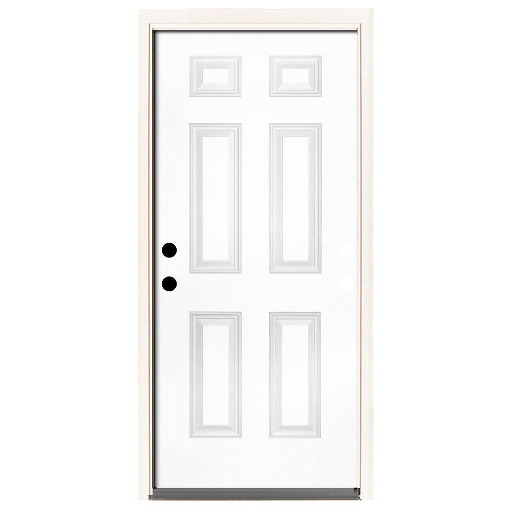 Steves & Sons 32 in. x 80 in. Premium 6-Panel Primed White Steel ...