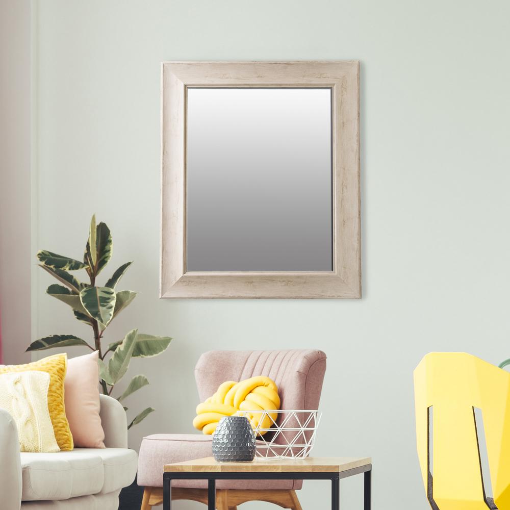Pinnacle Bainbri Rectangular Beveled White Washed Wall Mirror18016093