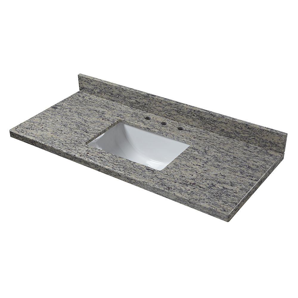 Home Decorators Collection 49 In W X 22 In D Granite Vanity Top In Santa Cecilia 49885 The Home Depot