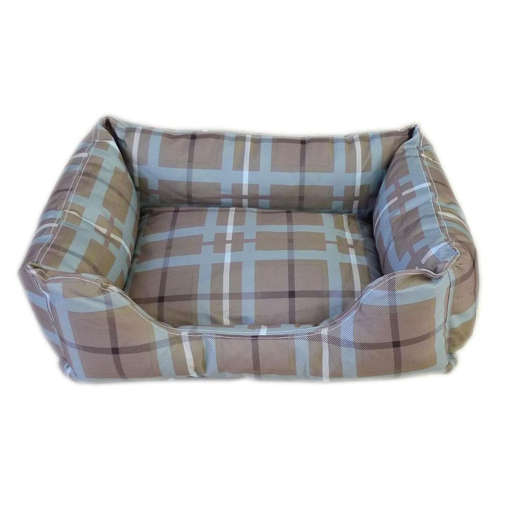 Carolina Pet Company Brutus Tuff Kuddle Large Blue/Brown Plaid Lounge