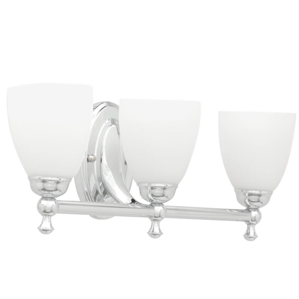 Hampton Bay Solomone 3 Light Polished Chrome Vanity Light With Opal Glass Shades Cp3563 The Home Depot