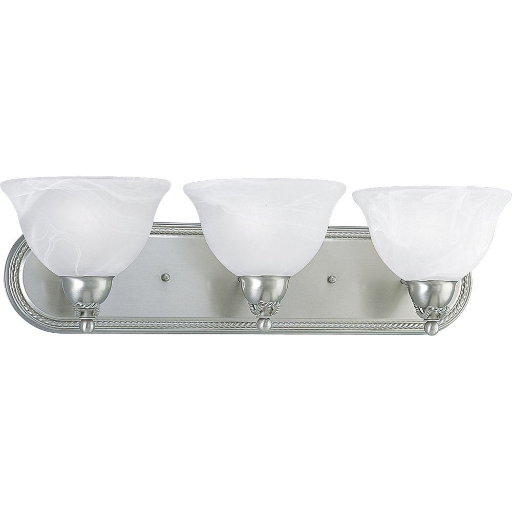 Progress Lighting Avalon Collection 3Light Brushed Nickel Vanity Light