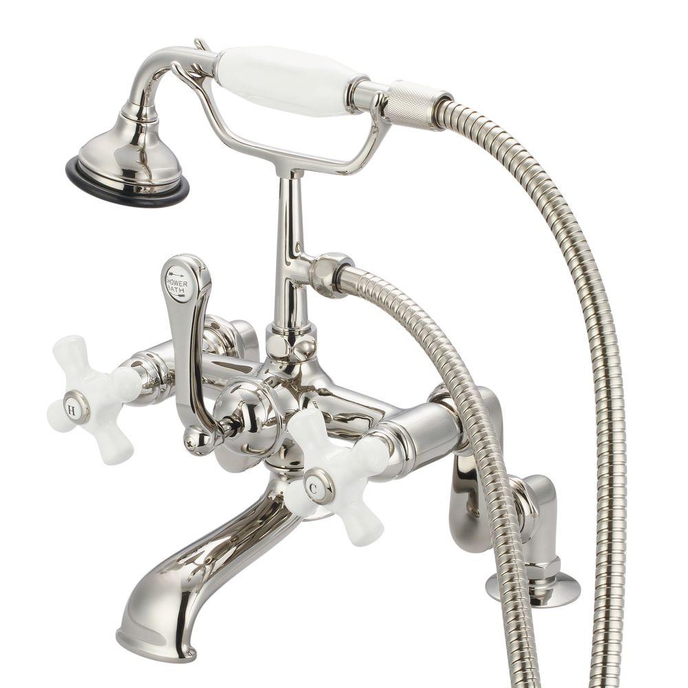 Water Creation 3 Handle Vintage Claw Foot Tub Faucet With Hand