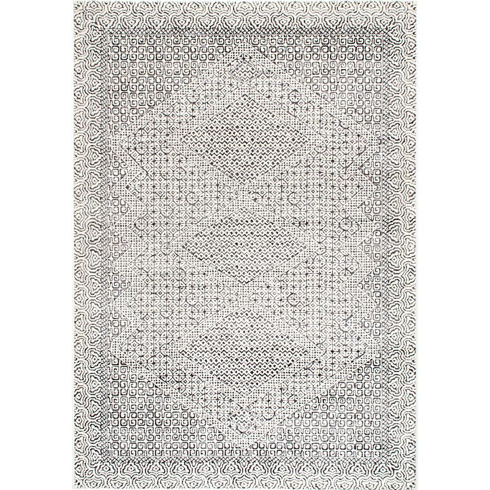 67cm x 120cm Tempo Silver Purple Square Design Thick Quality Modern Carved Rugs Available in 6 Sizes 