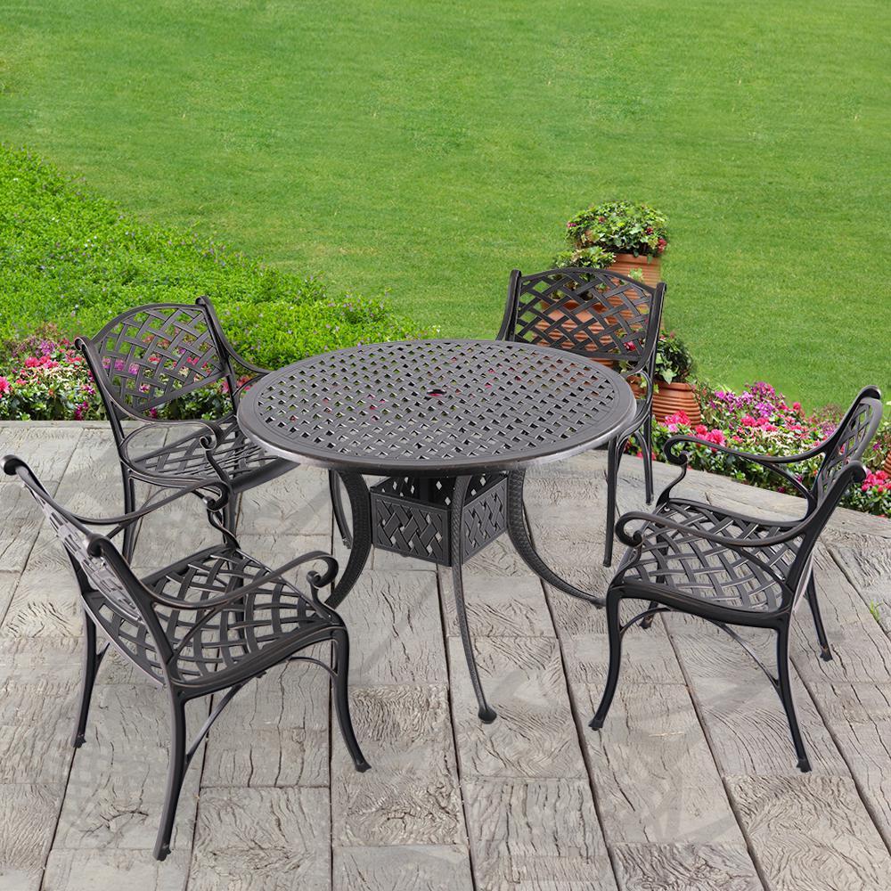 Black Wrought Iron 5 Piece Motion Patio Dining Set Patio Furniture