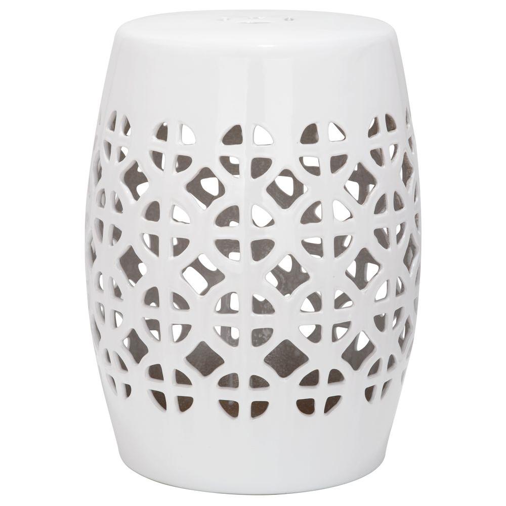 Safavieh Circle Lattice White Ceramic Patio Stool Acs4508a The