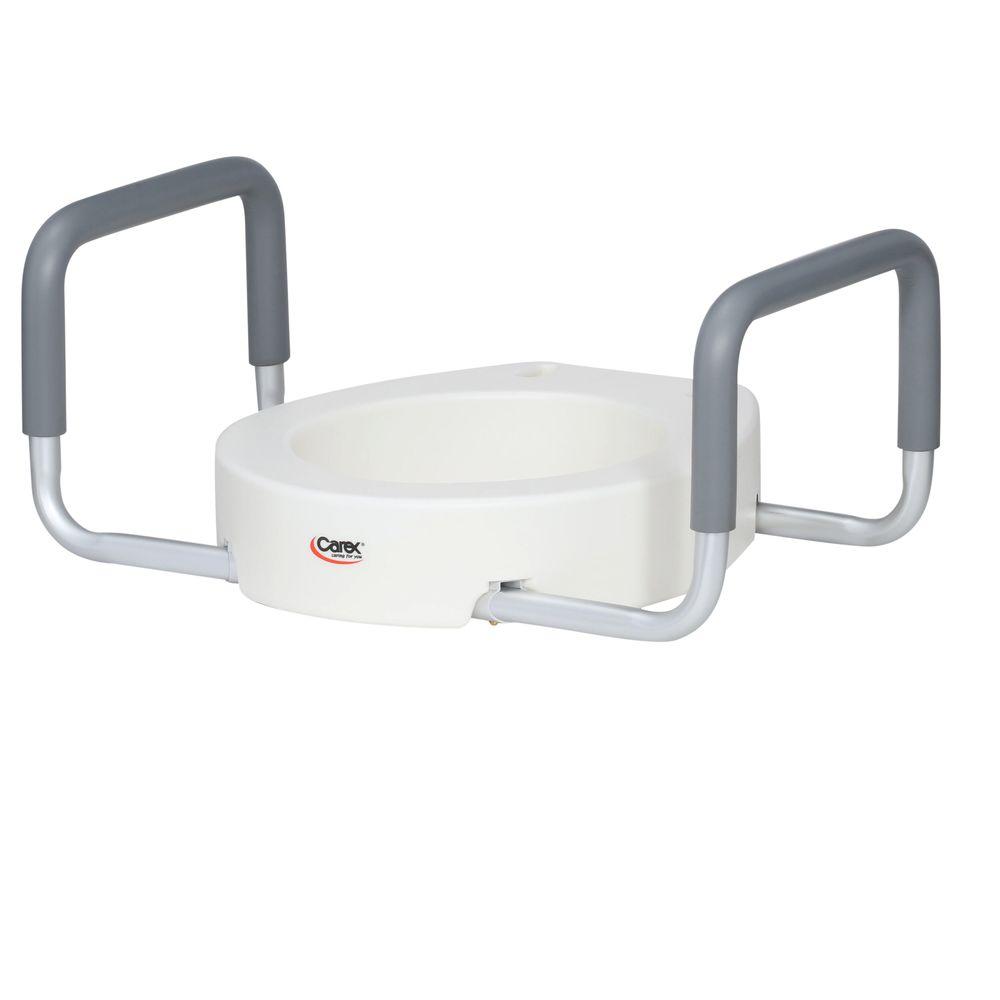 Carex Health Brands Elevated Toilet Seat with Handles in White for