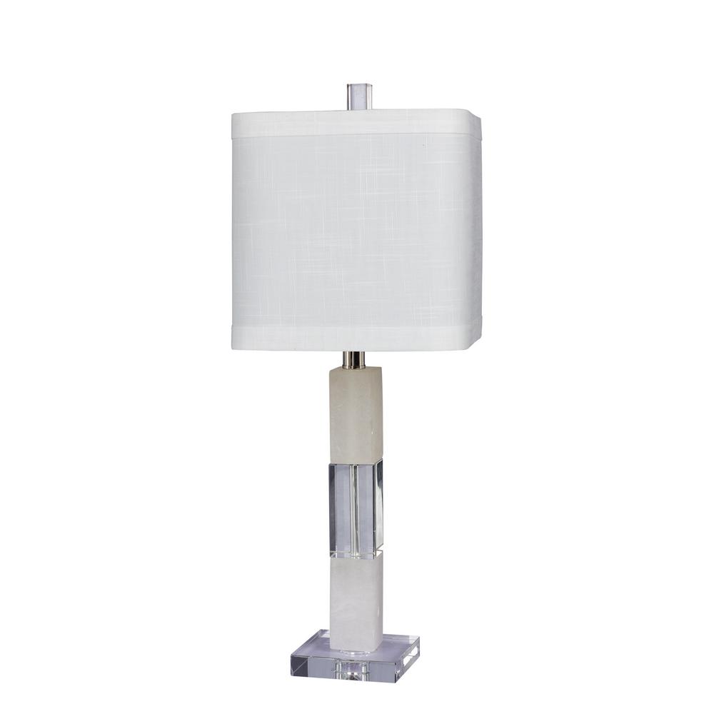 Fangio Lighting 26 In Stacked Block Table Lamp A Clear Crystal And Snow Marble