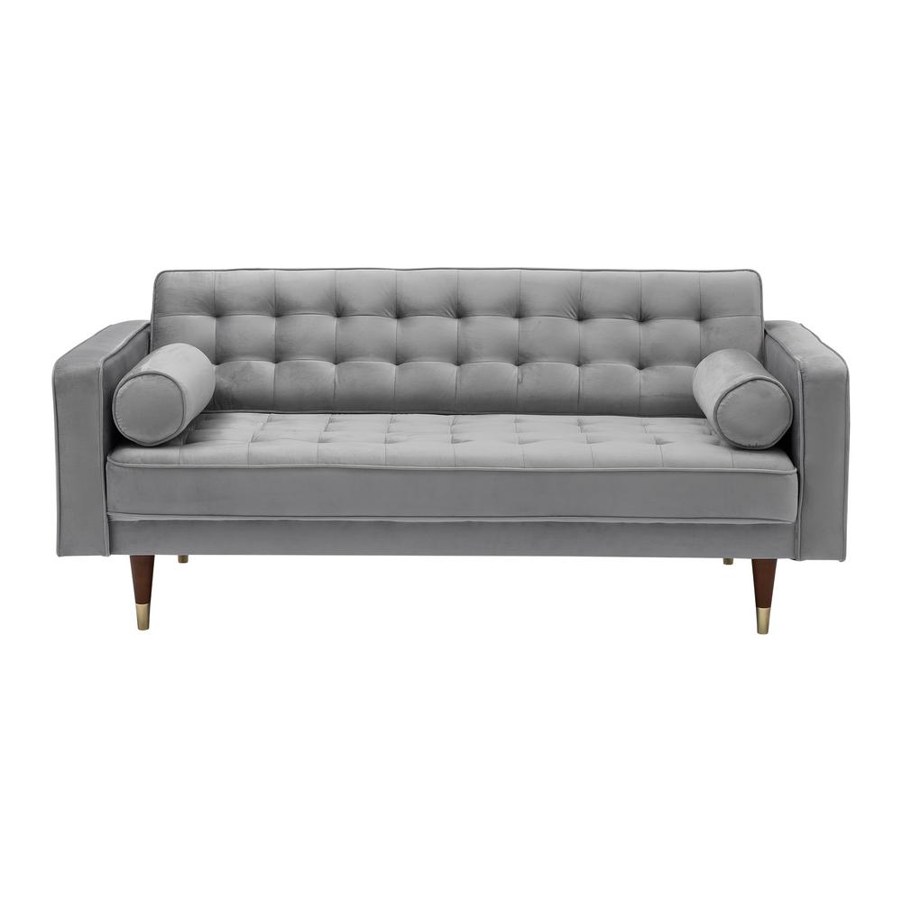 Armen Living Somerset Grey Velvet Mid Century Modern Sofa LCSM3GREY The Home Depot