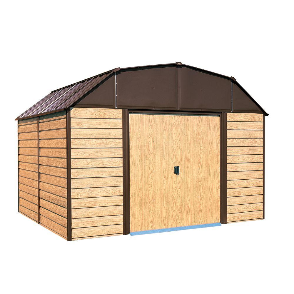 Arrow Woodahven 10 ft. x 14 ft. Steel Storage Shed with Floor Kit ...