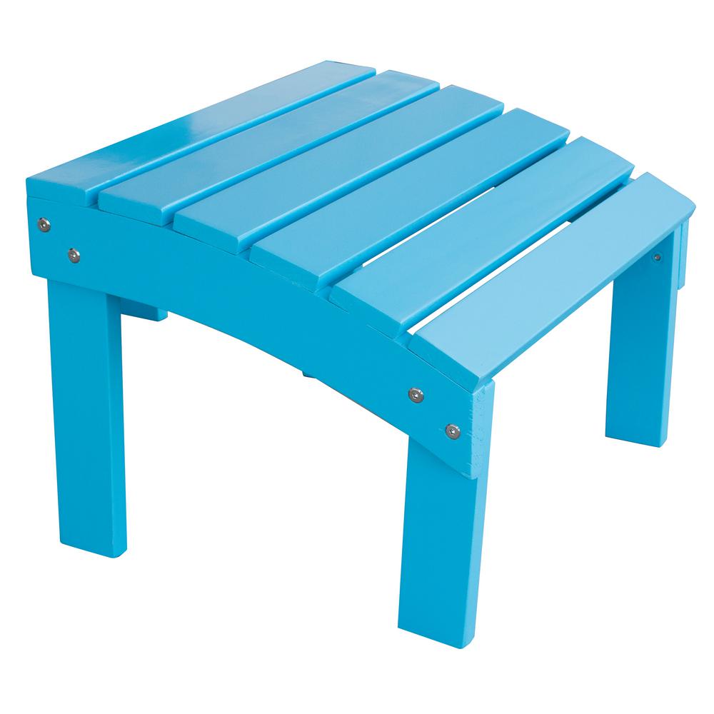 AmeriHome Aruba Blue Wood Outdoor Ottoman Footrest with Painted802481
