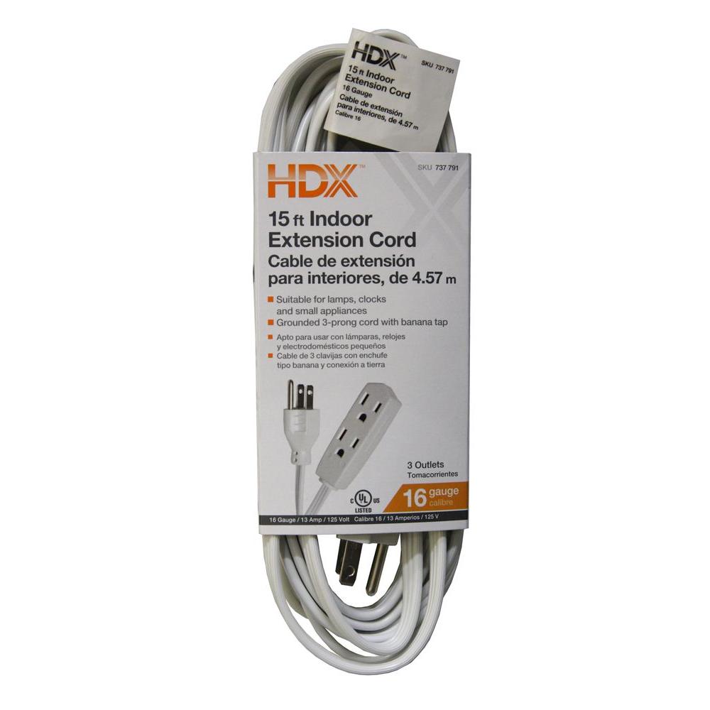 HDX 15 ft. 16/3 Indoor Banana Tap Extension CordHD737791 The Home