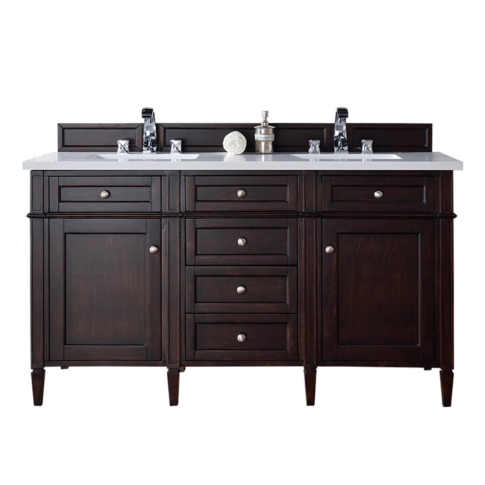 James Martin Signature Vanities Brittany 60 In W Double Vanity Brittany 60 In W Double Vanity Burnished Mahogany With Quartz Top White Basin