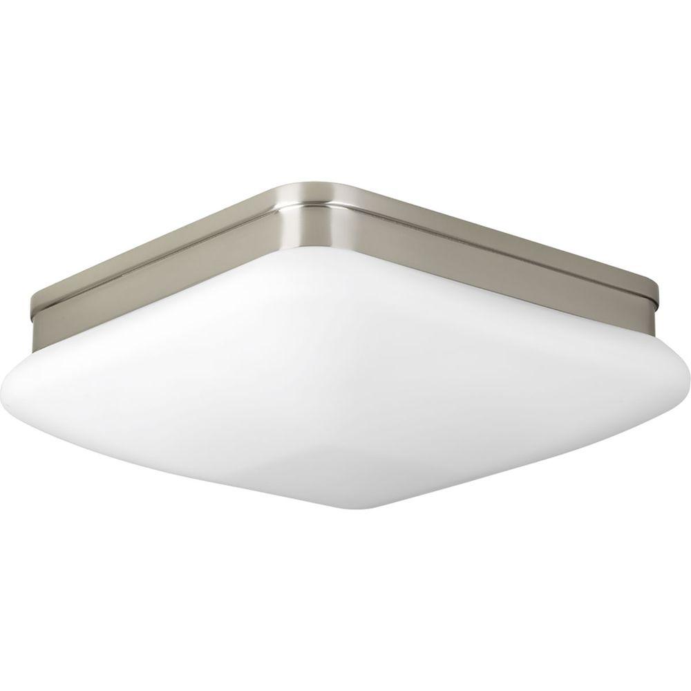 Progress Lighting Eal Collection 11 In 2 Light Brushed Nickel Progress Lighting Eal Collection 11 In 2 Light Brushed Nickel Flushmount With Opal Etched