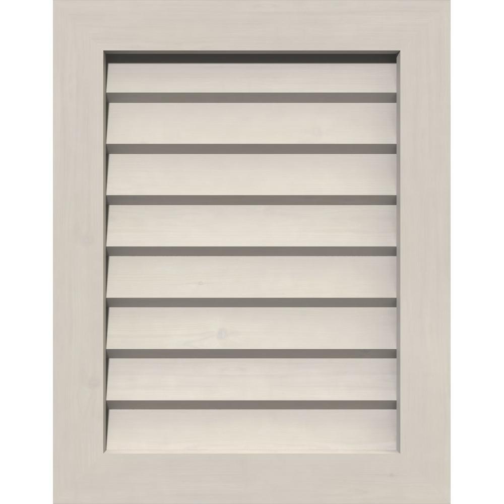Ekena Millwork 31 in. x 39 in. Rectangular Primed Smooth Pine Wood Builtin Screen Gable Louver