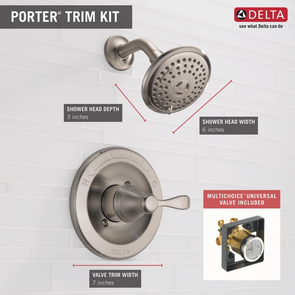 Delta Porter SingleHandle 3Spray Shower Faucet in Brushed Nickel